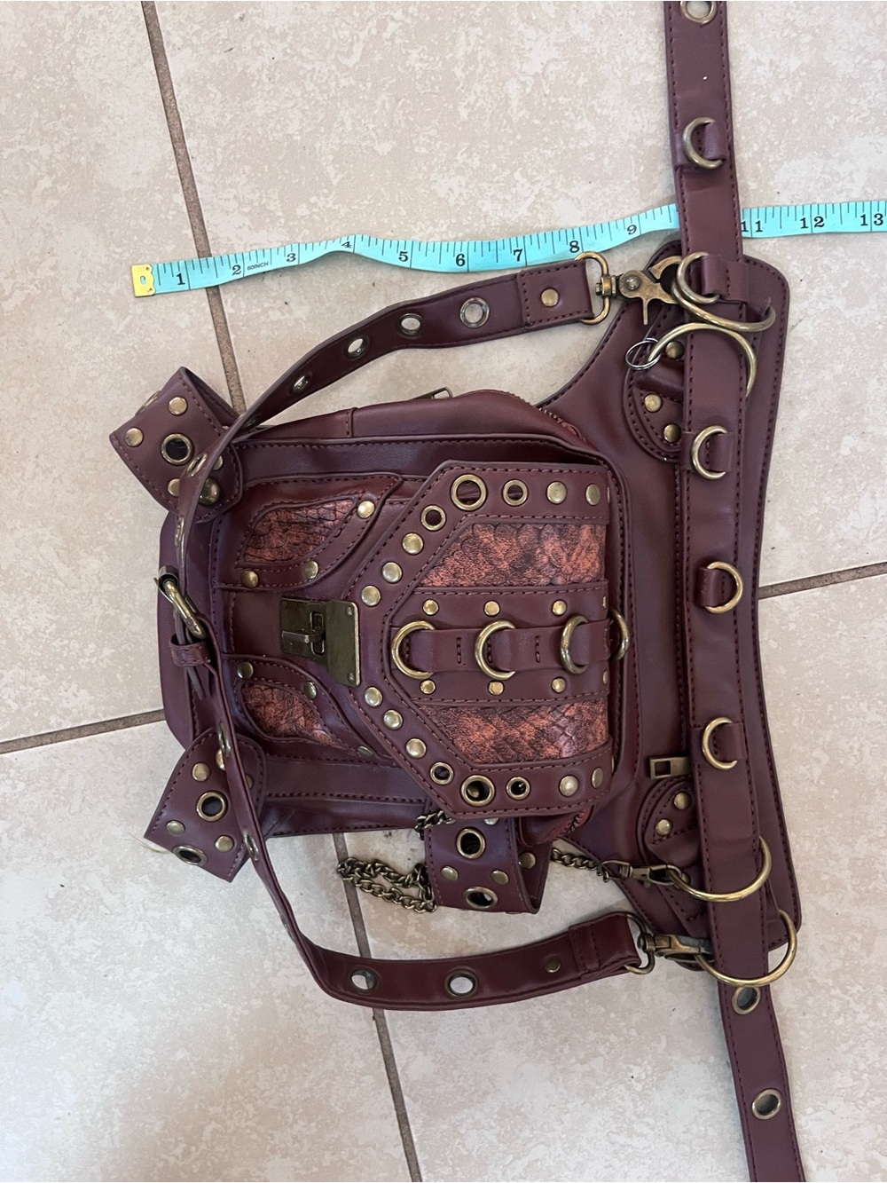 Stylish Real Leather Women's Sculpted Side Bag in Deep Burgundy/Brown